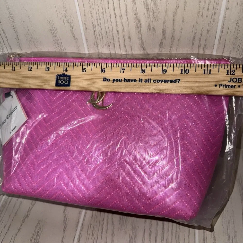 Juicy Couture Bright Pink Cosmetic Storage Zipper Style Purse New With Tags
